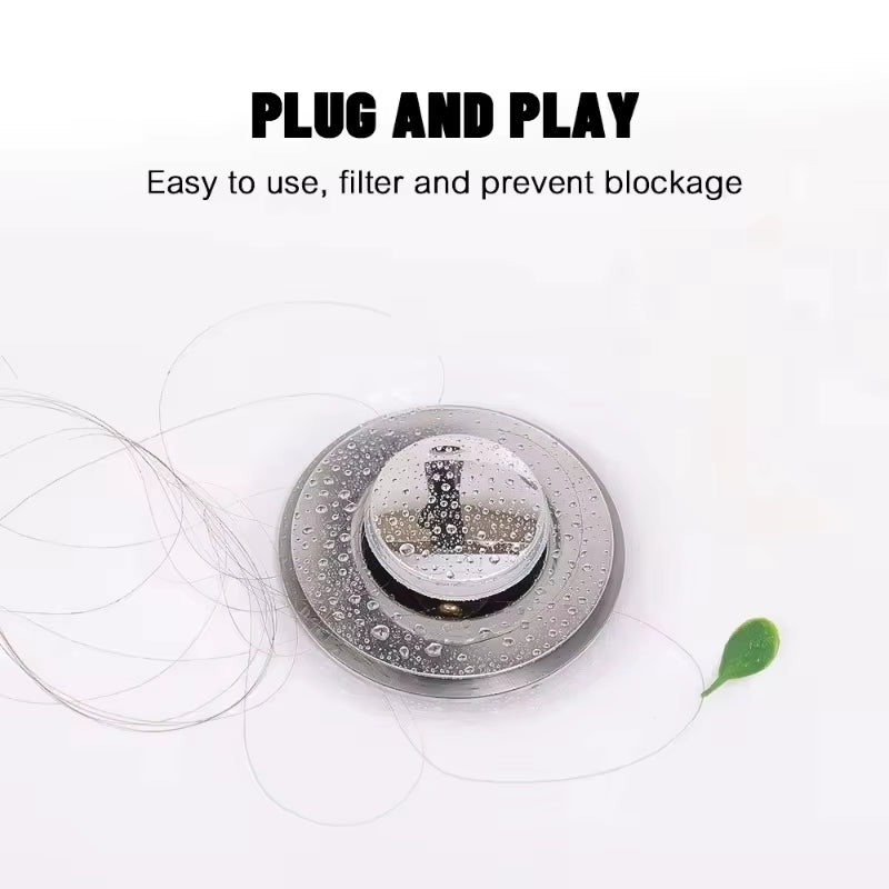 Hair Catcher Sink Plug — Pop-Up Drain Stopper & Strainer for Bathroom & Kitchen