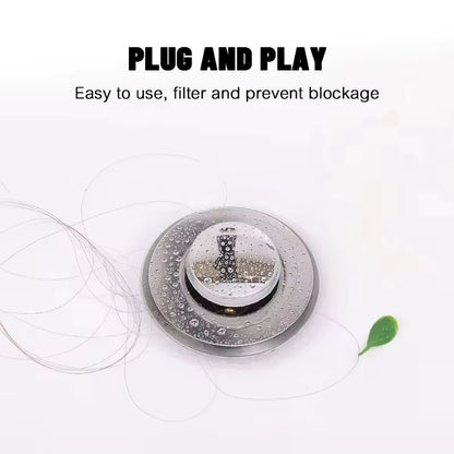 Hair Catcher Sink Plug — Pop-Up Drain Stopper & Strainer for Bathroom & Kitchen