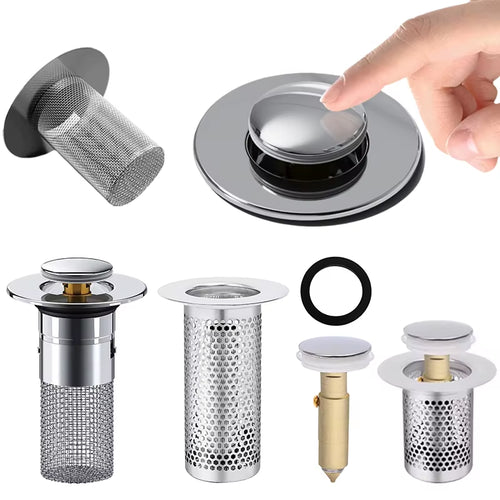 Hair Catcher Sink Plug — Pop-Up Drain Stopper & Strainer for Bathroom & Kitchen