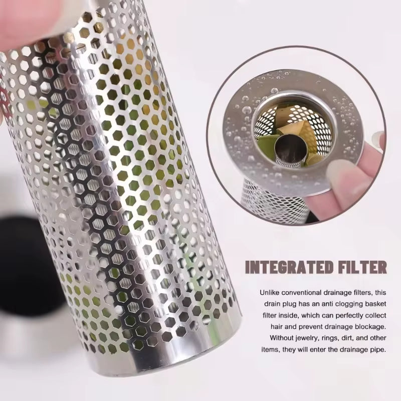 Hair Catcher Sink Plug — Pop-Up Drain Stopper & Strainer for Bathroom & Kitchen