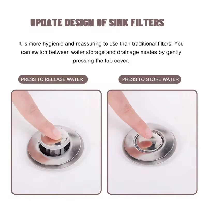 Hair Catcher Sink Plug — Pop-Up Drain Stopper & Strainer for Bathroom & Kitchen